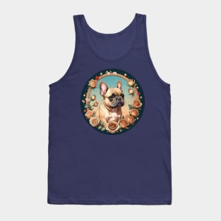 Fawn Frenchie Rose Wreath Tank Top